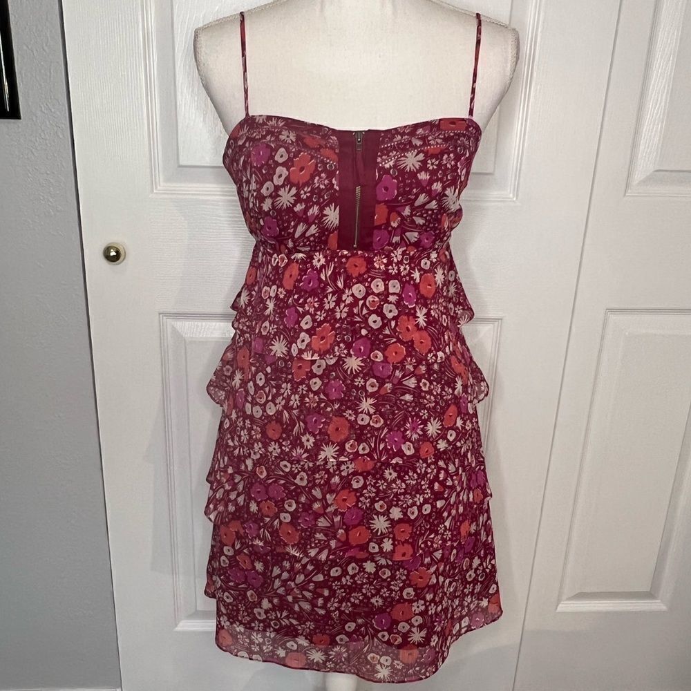American Eagle Pink Ruffle Dress with Spaghetti Straps Size 4